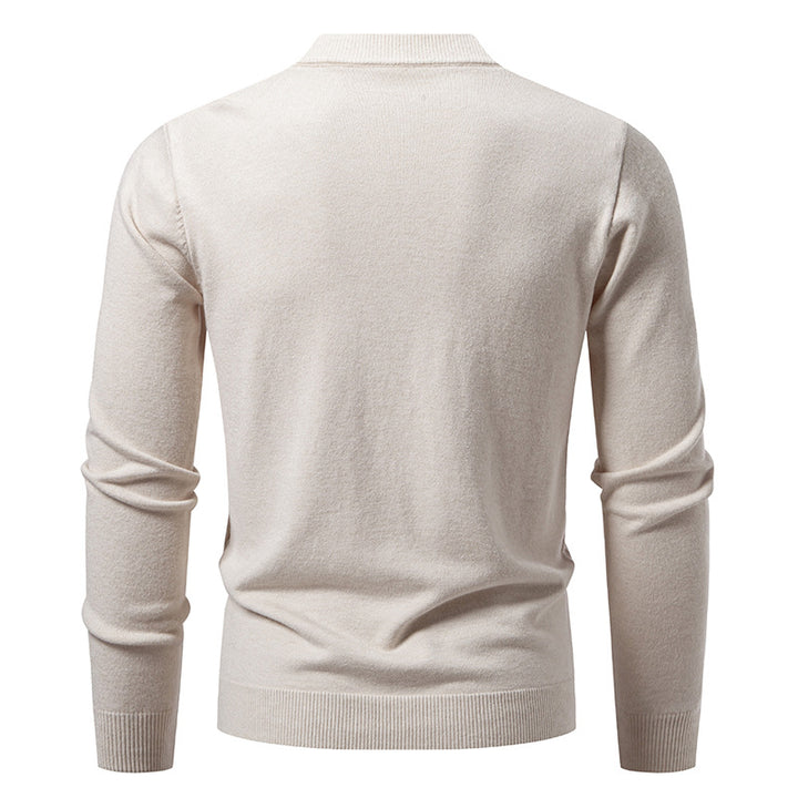 Men's V neck cardigan with subtle cable knit texture and continuous button placket Mune Fashion