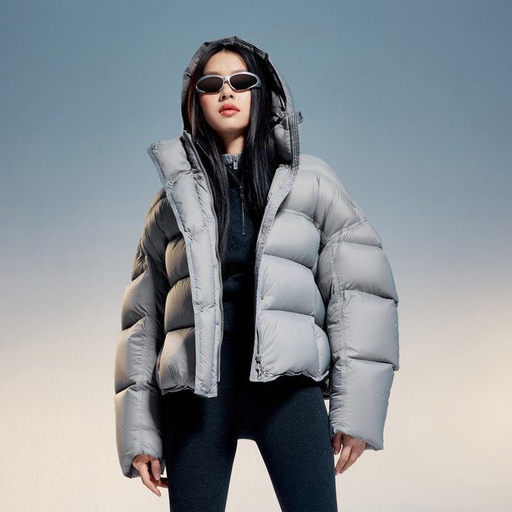 Women Short Cut Padded Jacket with Hood and High Insulation Mune Fashion