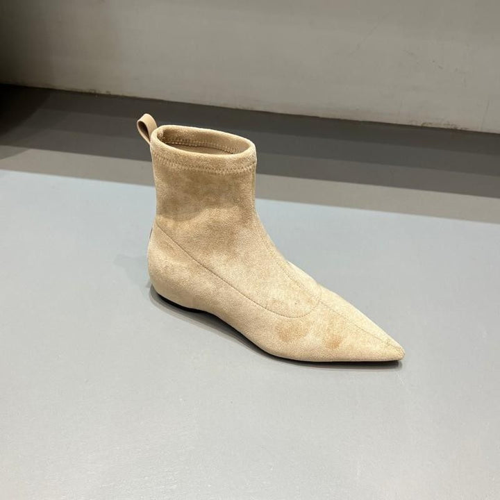Women’s pointed toe sock ankle boots in suede look with a snug shaft Mune Fashion