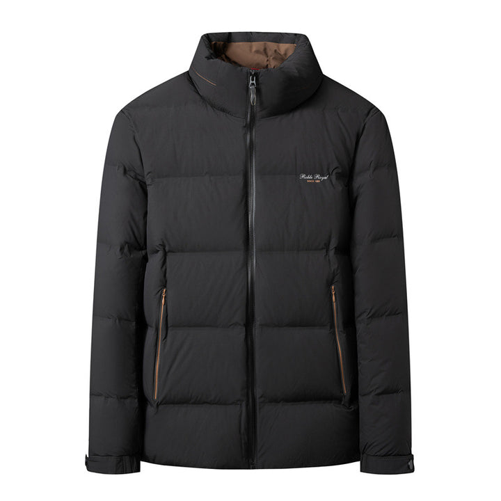 Men's padded quilted jacket with high stand-up collar and concealed two-way zipper Mune Fashion