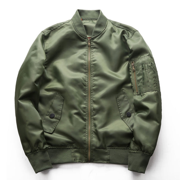 Men's lightweight nylon bomber with contrast lining, arm pocket and ribbed cuffs Mune Fashion