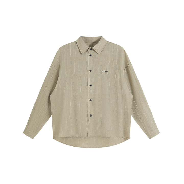 Unisex Oversized Shirt Jacket with structured vertical texture, kent collar and rounded hem Mune Fashion
