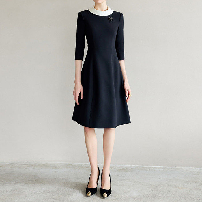 Women's Elegant Midi Dress with Waist Belt Mune Fashion