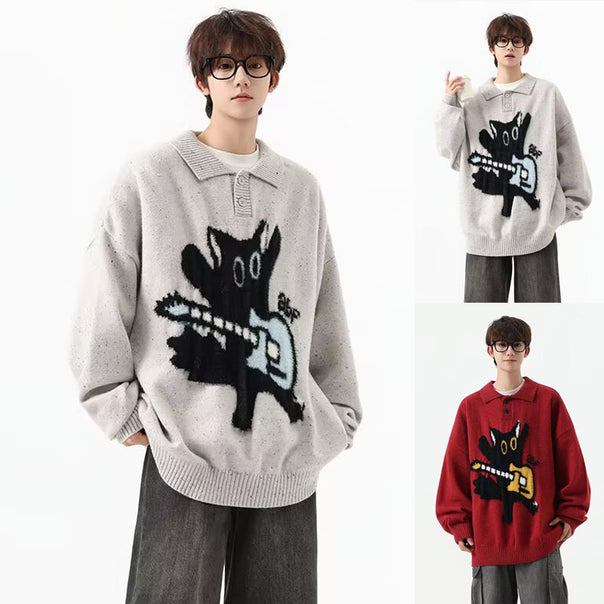 Men's Stylish Sweater with Art Motif Mune Fashion