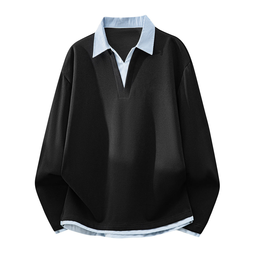 Unisex Oversized Sweatshirt with integrated shirt collar and V-neck detail Mune Fashion