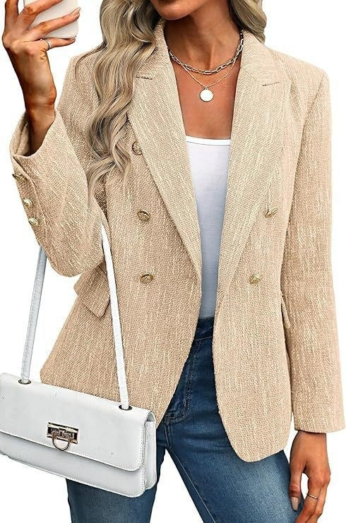 Women's Fashionable Double-Breasted Blazer Jacket