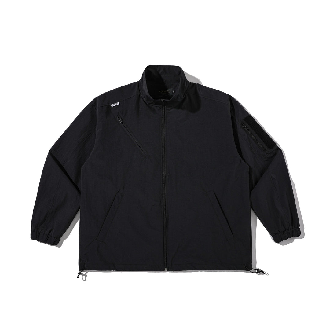 Unisex Lightweight Technical Wind Parka with Drawstring, Zipper Pockets and Sleeve Utility Pocket Mune Fashion