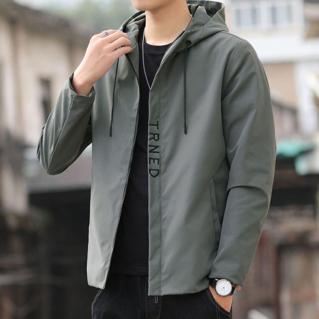 Men's lightweight hooded shell jacket with concealed zipper and minimalist utility look Mune Fashion