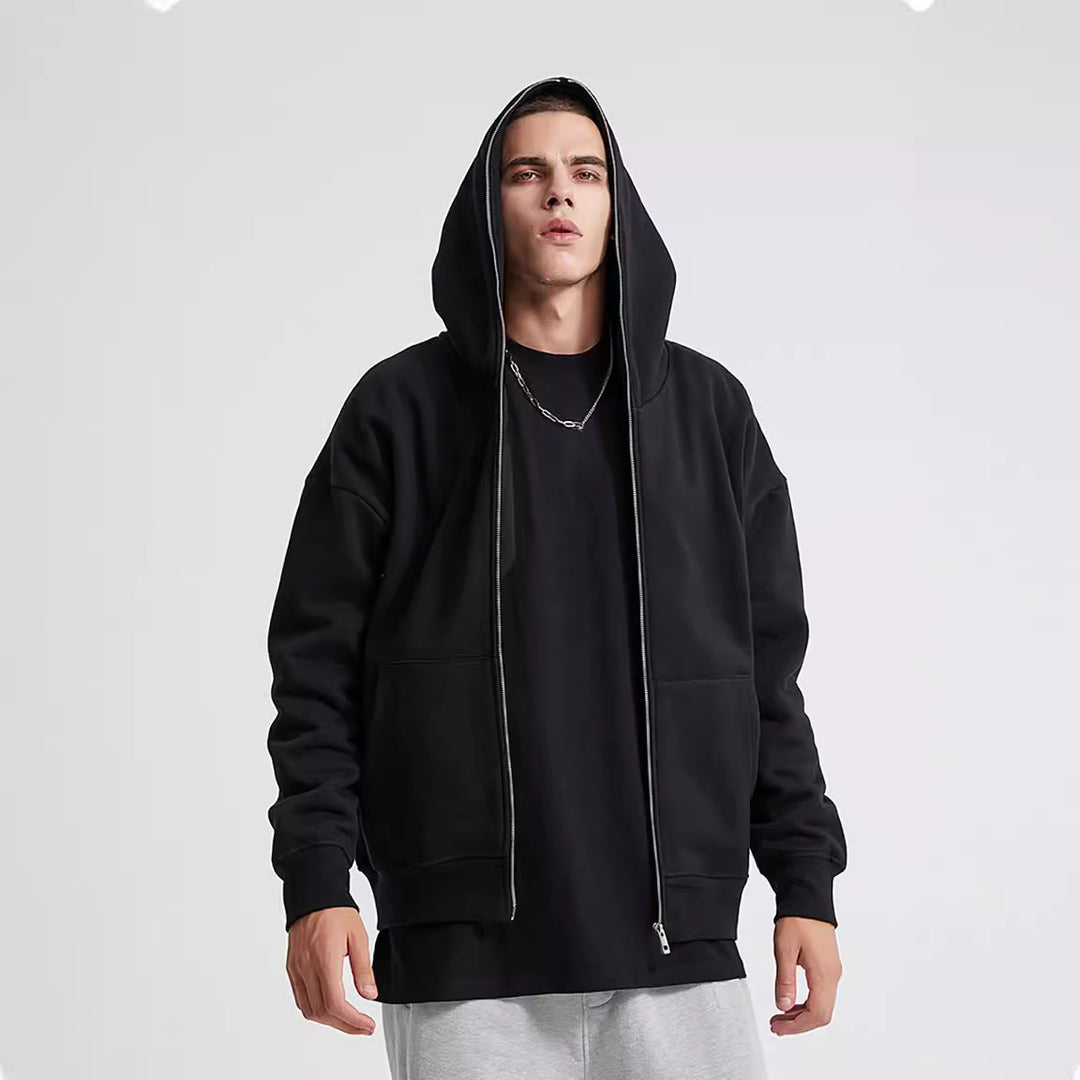 Unisex nan hooded jacket with continuous zipper, double-layered hood and kangaroo pockets Mune Fashion