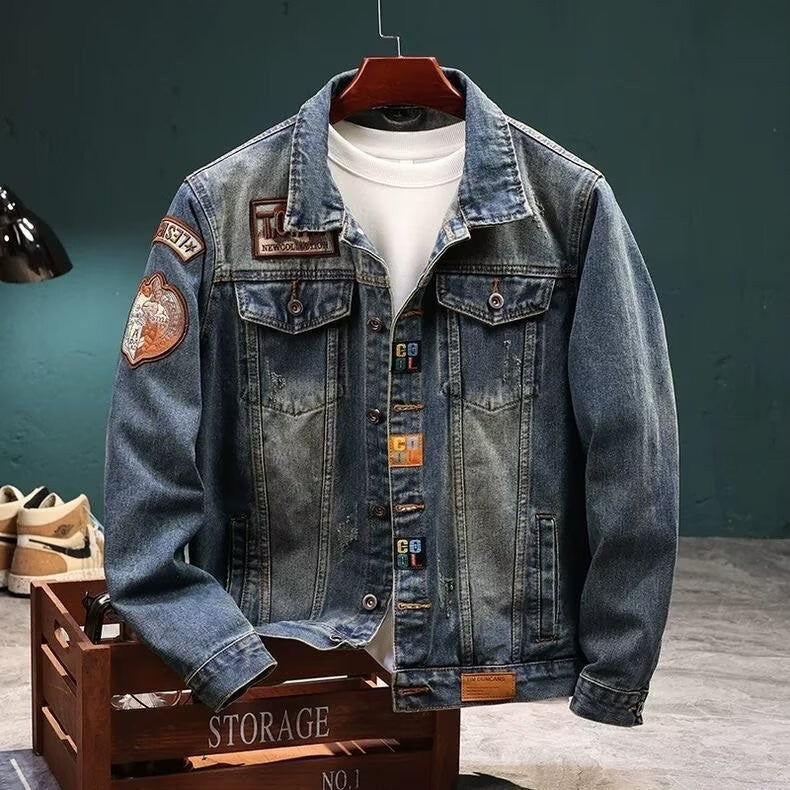 Men's Fashion Denim Jacket with Embroidered Details Mune Fashion