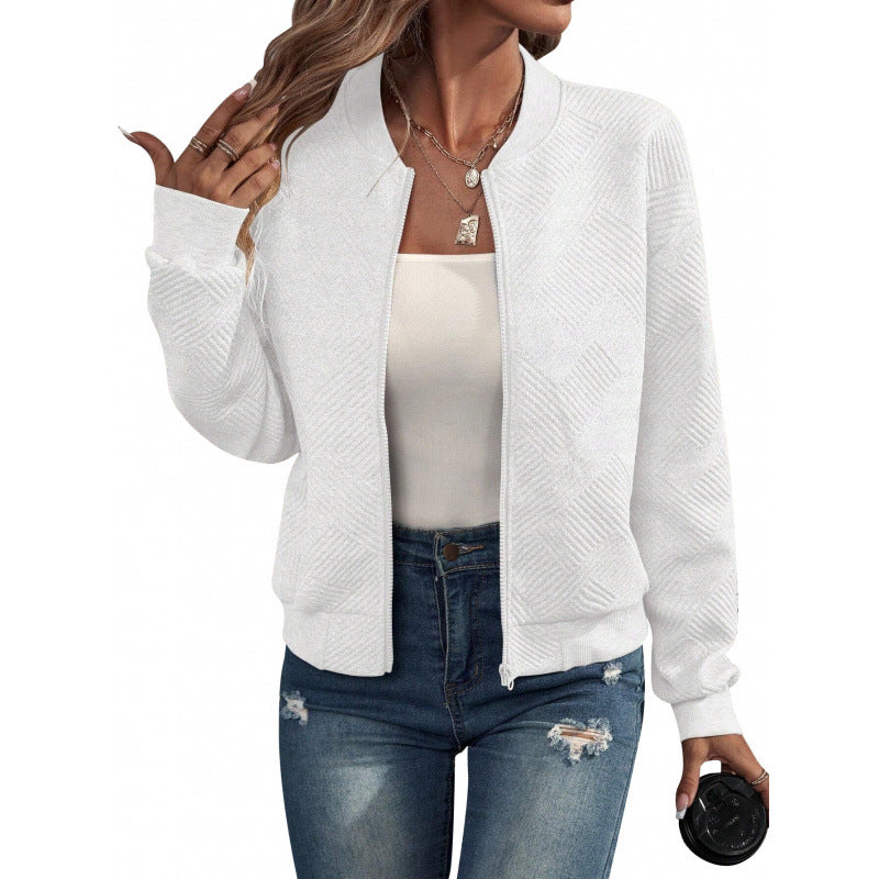 Women's structured knit bomber jacket with full zip and ribbed cuffs Mune Fashion