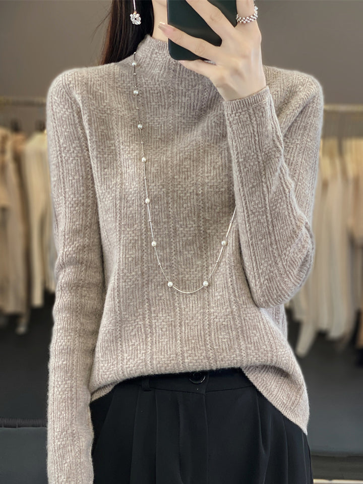 Women's Structured Mockneck Sweater Made of Cashmere-like Wool Blend Mune Fashion
