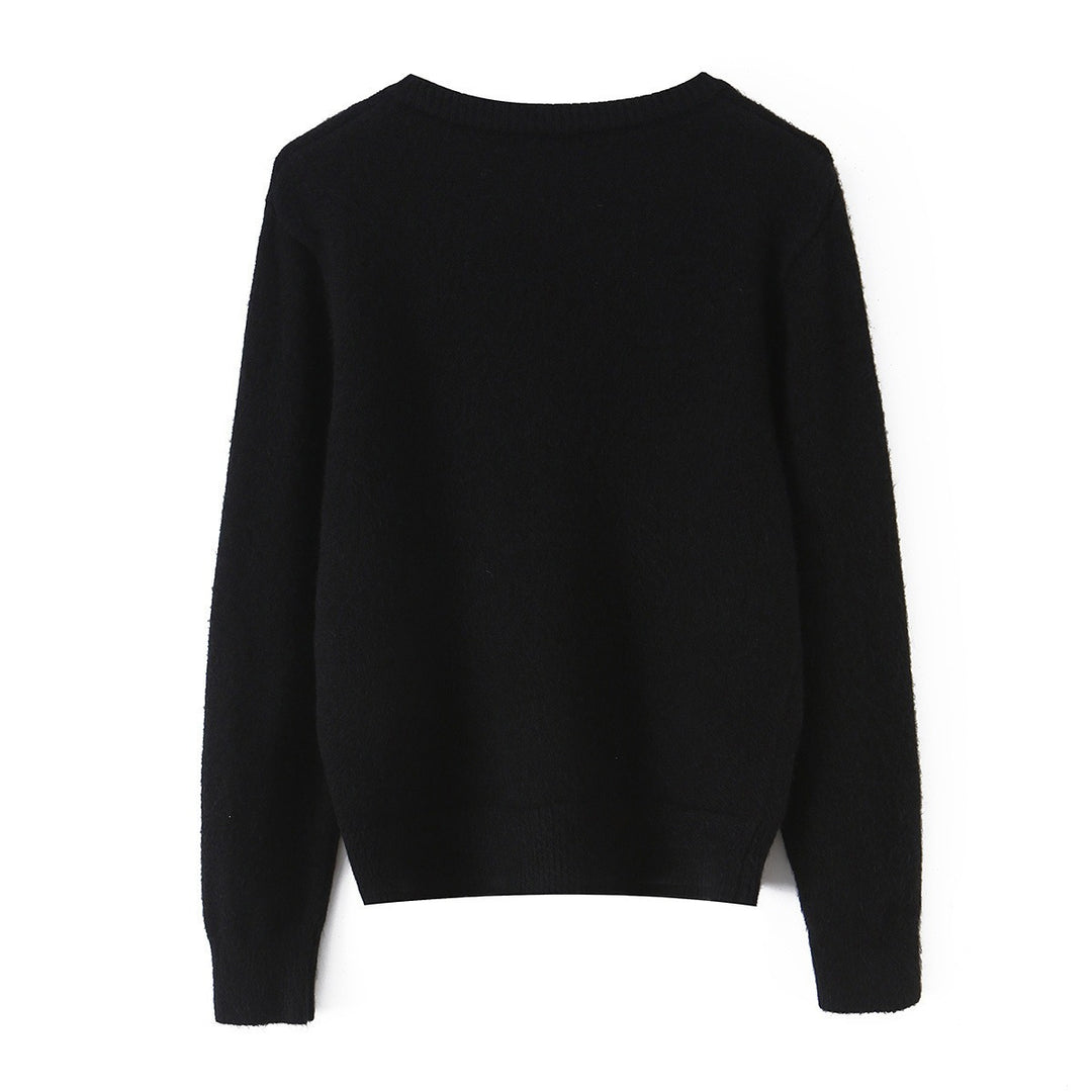 Women's fine knit cardigan with round neckline, full button placket and ribbed hem Mune Fashion