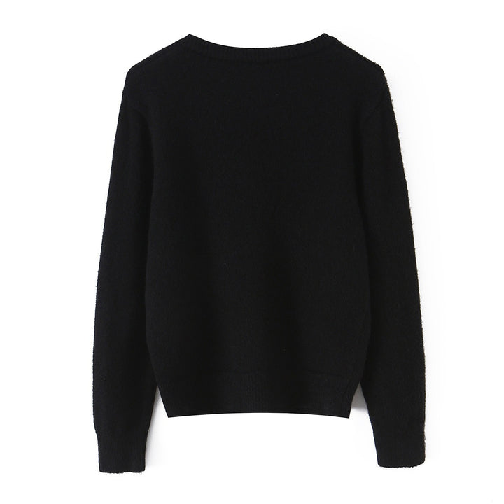 Women's fine knit cardigan with round neckline, full button placket and ribbed hem Mune Fashion