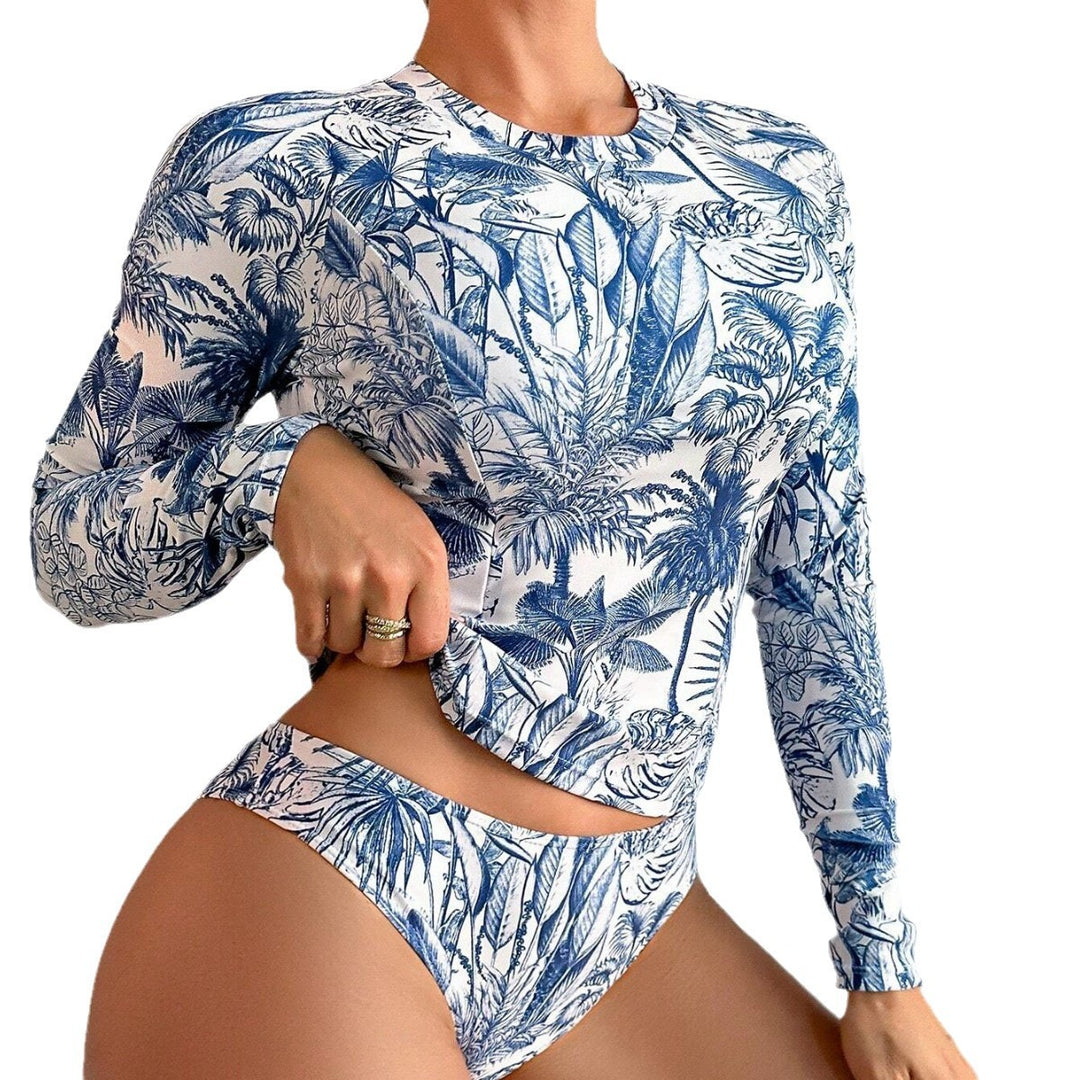 Ladies Sporty Long Sleeve Bikini Set with Floral Design Mune Fashion