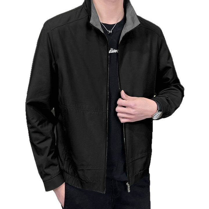 Men's Minimalistic City Zip Jacket made of microfiber with stand-up collar, concealed pockets, and elastic hem Mune Fashion