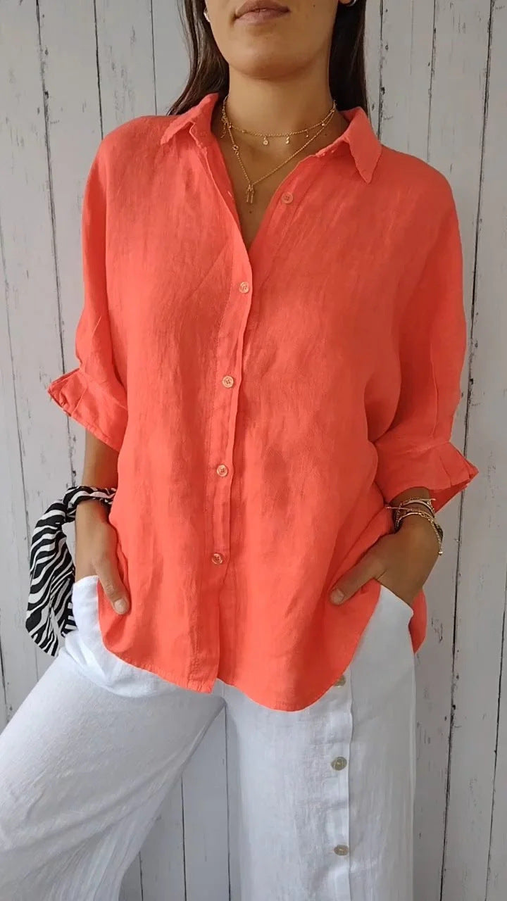 Women's Light Linen Blouse with Loose Fit Mune Fashion