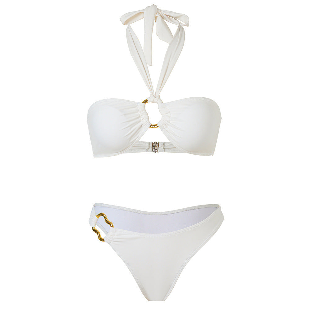 Ladies bandeau bikini set with elegant knot design and adjustable straps Mune Fashion