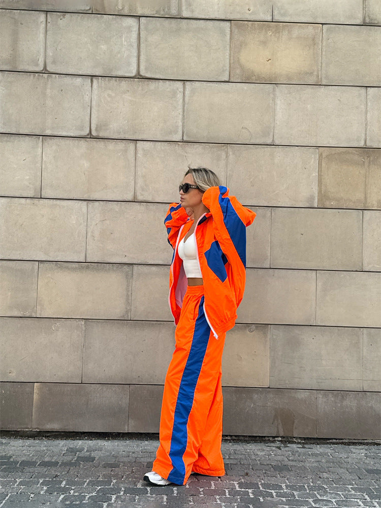 Women's nan sportives tracksuit set with windbreaker jacket and wide leg pants Mune Fashion