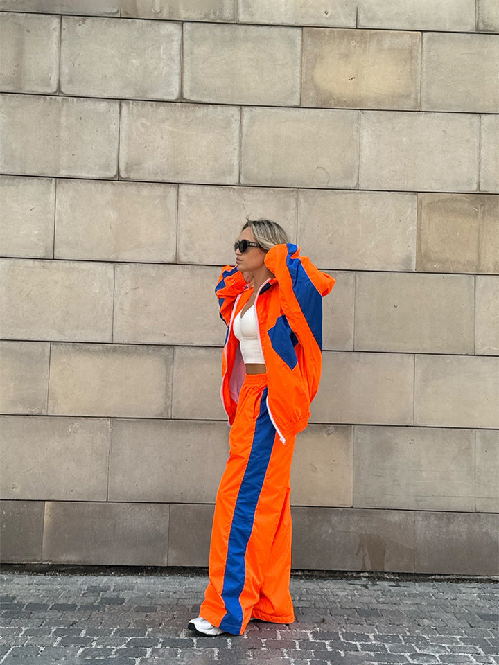 Women's nan sportives tracksuit set with windbreaker jacket and wide leg pants Mune Fashion