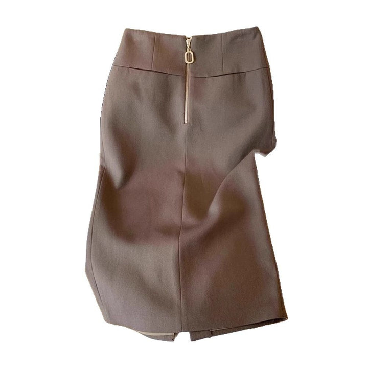 Women high-waisted pencil midi skirt with decorative back zipper Mune Fashion