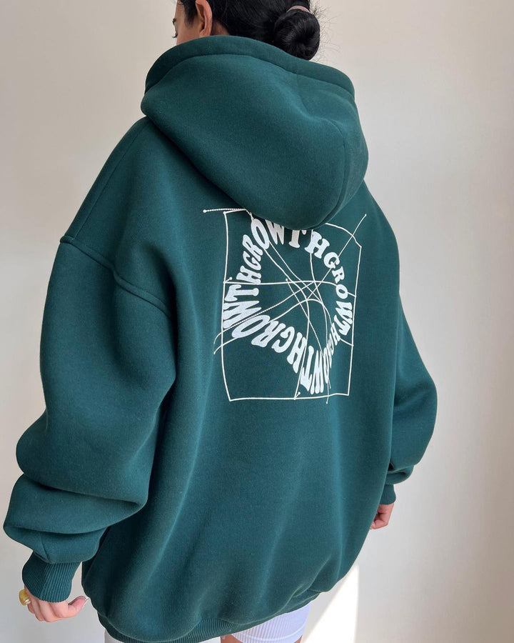 Ladies Oversize Hoodie with Graphic Print on the Back Mune Fashion