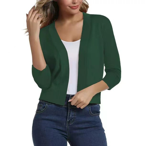 Women’s open short cardigan with three-quarter sleeves and elastic hem Mune Fashion