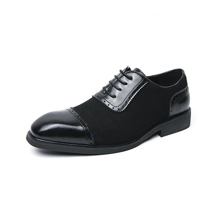Men's elegant Oxford lace-up shoes with cap toe design, leather-textile mix and cushioned comfort insole Mune Fashion