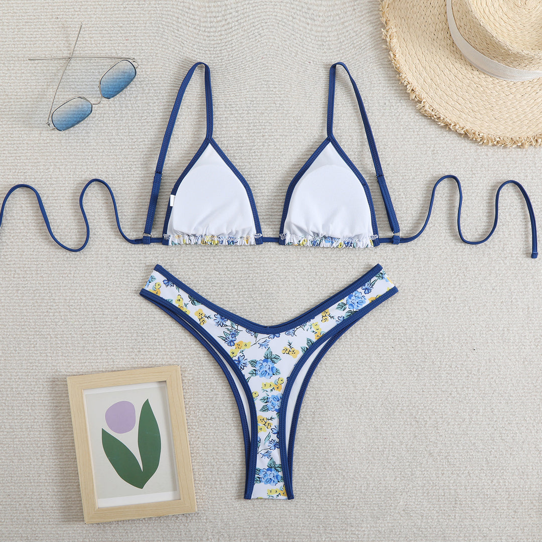 Women's triangle bikini with floral design and adjustable straps Mune Fashion