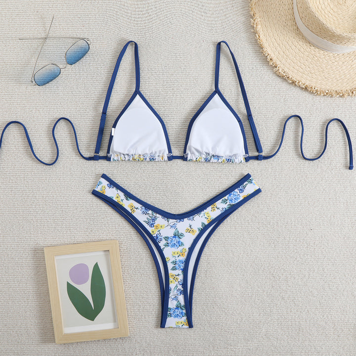 Women's triangle bikini with floral design and adjustable straps Mune Fashion