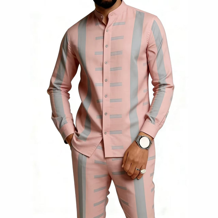 Men's Elegant Long Sleeve Shirt with Unique Texture Pattern Mune Fashion