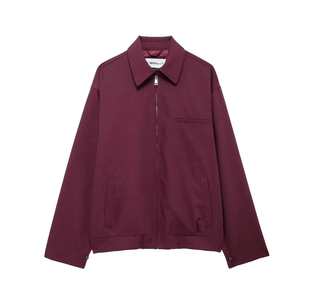 Men's nan minimalist Harrington jacket with full zip, shirt collar, and chest pocket Mune Fashion