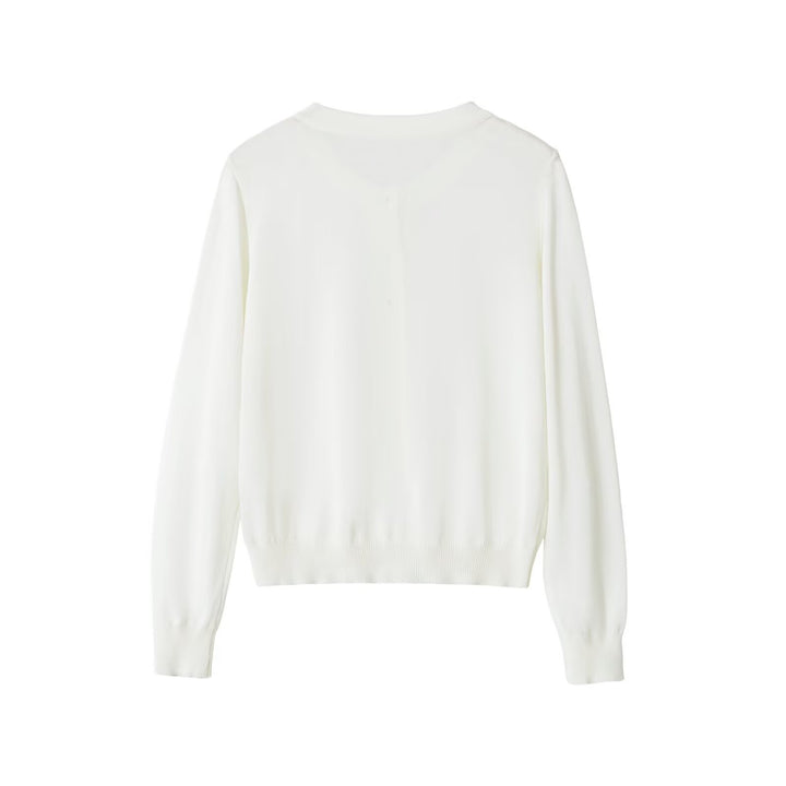 Women's Lightweight Fine Knit Henley with Button Placket, Round Neck and Elastic Ribbed Cuff Drune