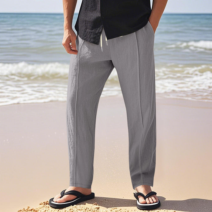 Men's nano relaxed-fit summer linen trousers with crease elastic drawstring and side pockets Mune Fashion