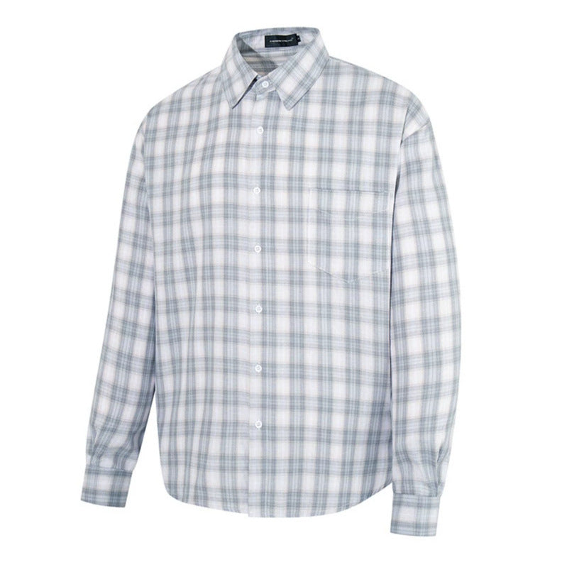 Men's Casual Oversized Shirt with Check Pattern, Classic Shirt Collar and Chest Pocket Mune Fashion