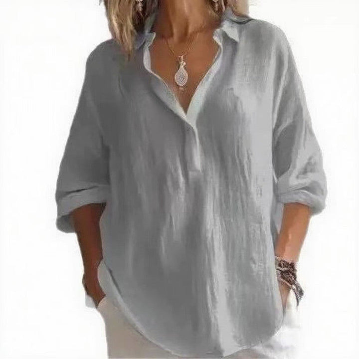 Women Lightweight Linen Blouse Mune Fashion