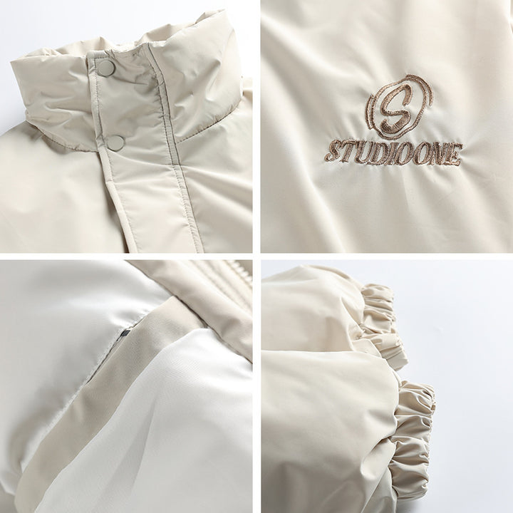Unisex Boxy padded short jacket with stand-up collar and concealed button placket Mune Fashion