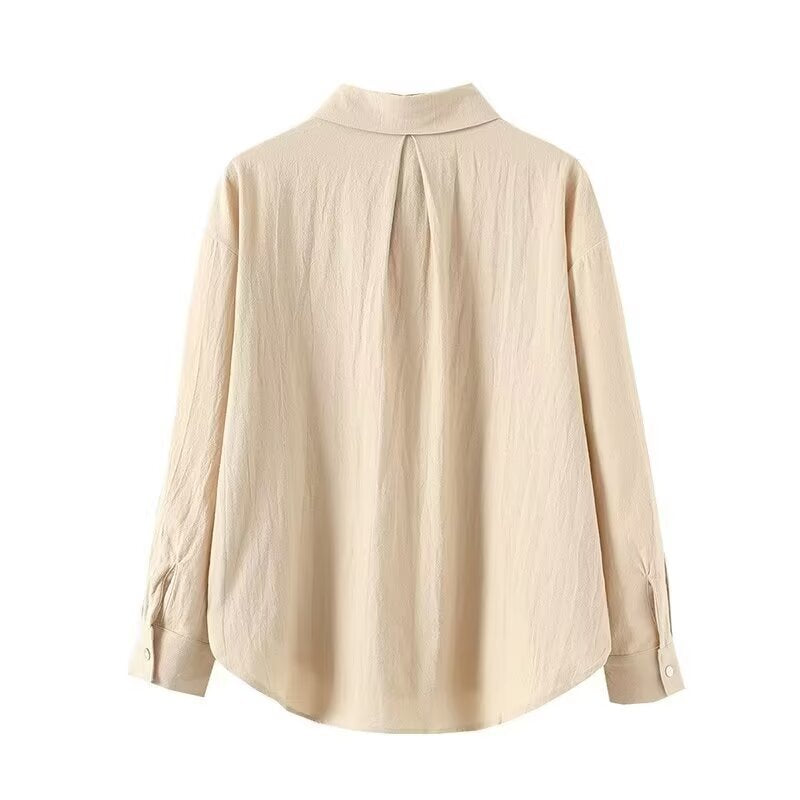 Women's Oversized Shirt Blouse made of lightweight Crepe with rounded hem and classic collar Mune Fashion