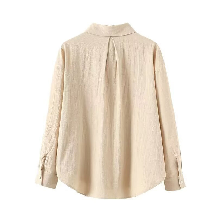 Women's Oversized Shirt Blouse made of lightweight Crepe with rounded hem and classic collar Mune Fashion