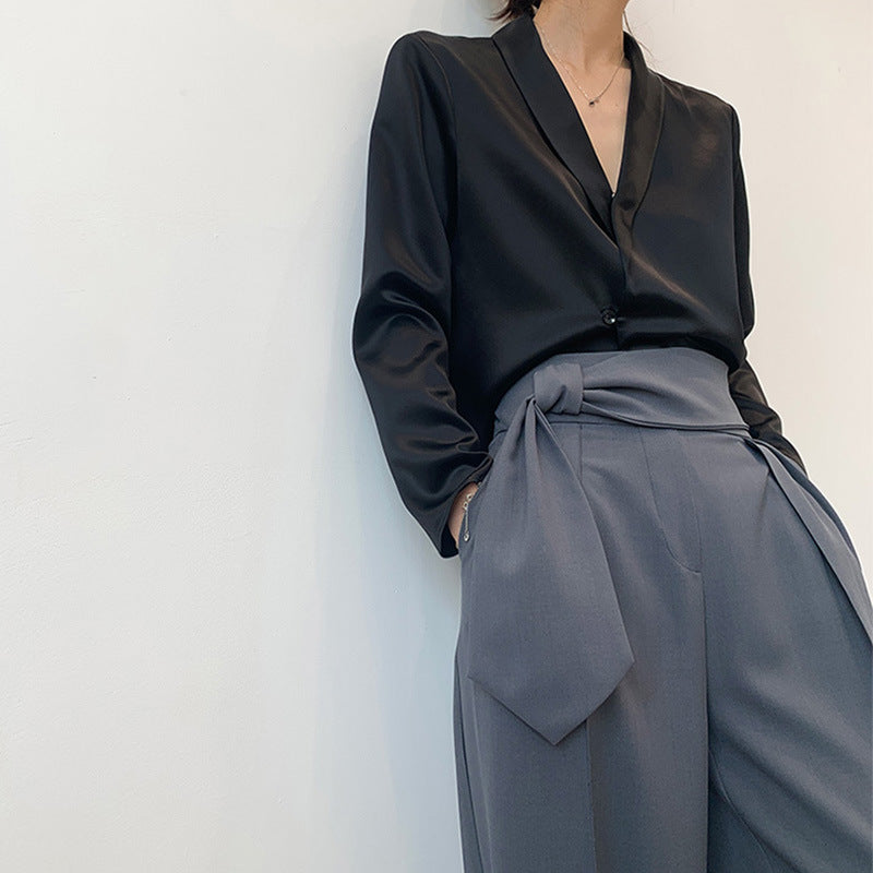Women Luxurious Satin Blouse Mune Fashion