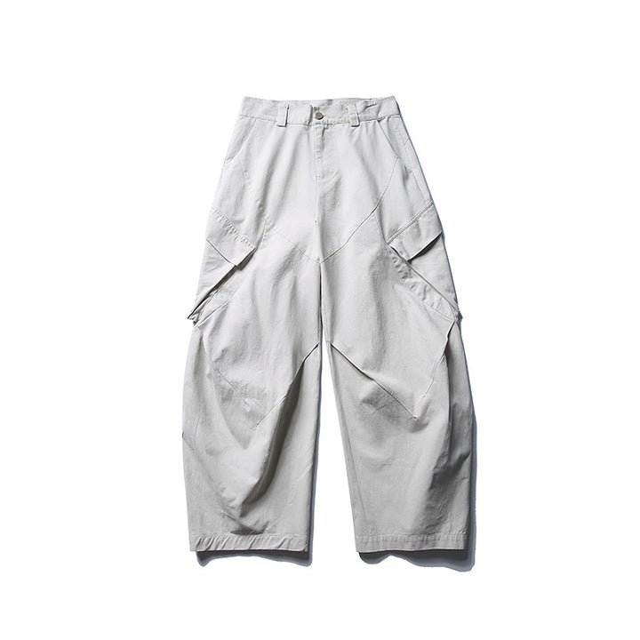 Men's wide cargo pants with asymmetrical flap pockets and cropped leg Mune Fashion