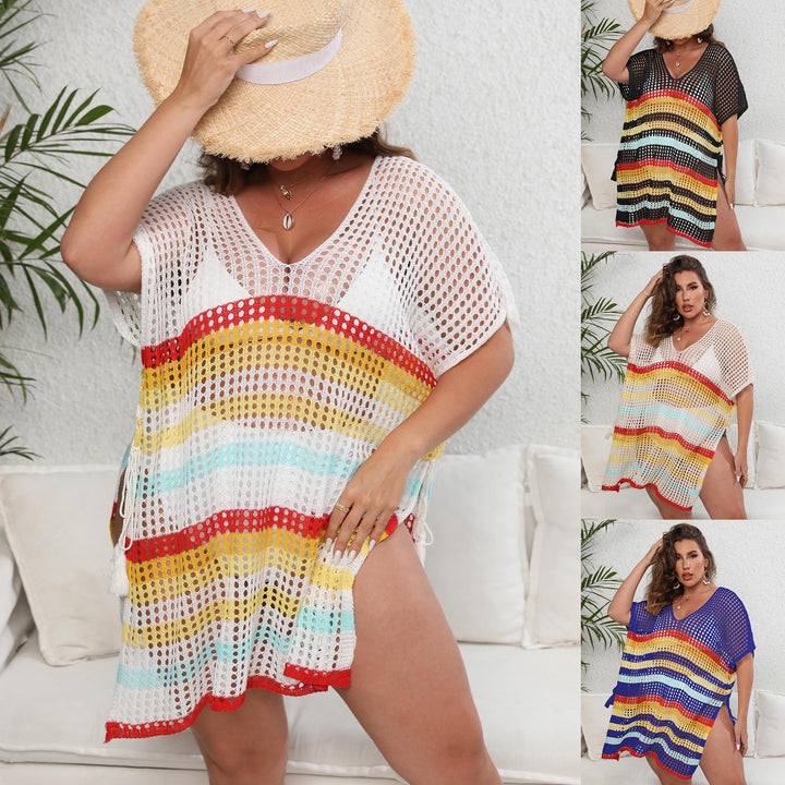 Women's airy beach cover-up with colorful hole design Mune Fashion