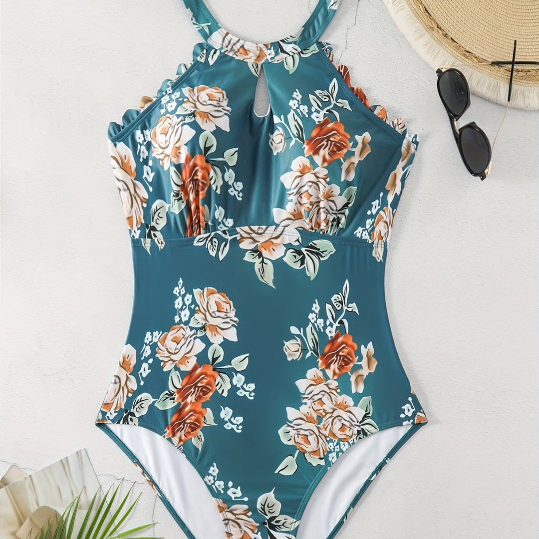 Women One-Piece Swimsuit with Elegant Cut and Floral Design Mune Fashion