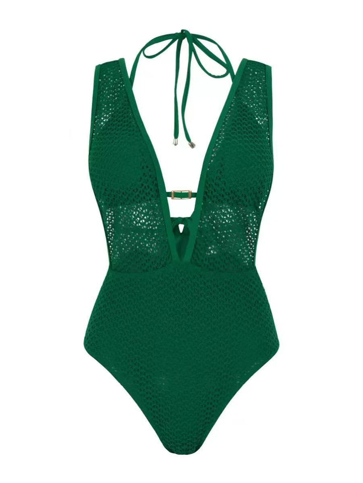 Women’s Mesh Swimsuit with Deep V-Neck Mune Fashion