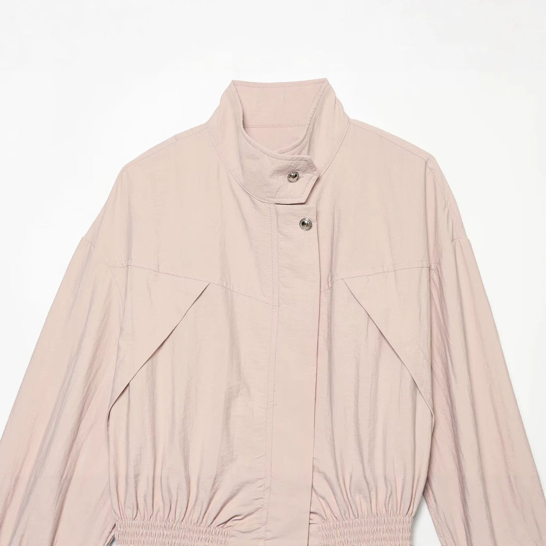 Women's Light Parka-Anorak Jacket with Drawstring Waist and Stand-Up Collar Drune