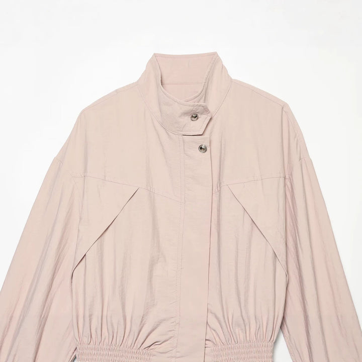 Women's Light Parka-Anorak Jacket with Drawstring Waist and Stand-Up Collar Drune