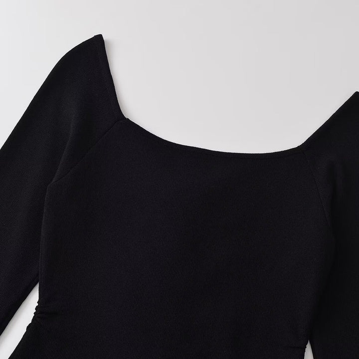 Women's Ruched Long Sleeve Top with Asymmetrical Peplum and Decorative Button Placket Mune Fashion