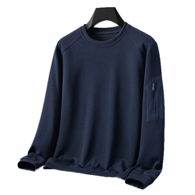 Men's Crew Neck Sweatshirt with Zip Arm Pocket and Functional Jersey Quality Mune Fashion
