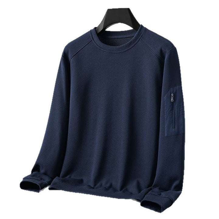Men's Crew Neck Sweatshirt with Zip Arm Pocket and Functional Jersey Quality Mune Fashion