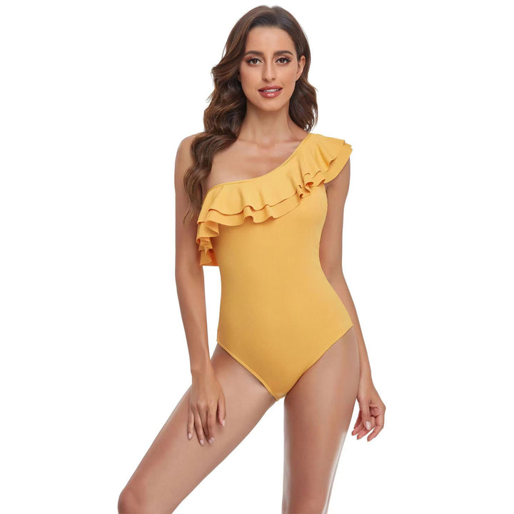 Women's One-Piece Swimsuit with Asymmetric Ruffle Design Mune Fashion